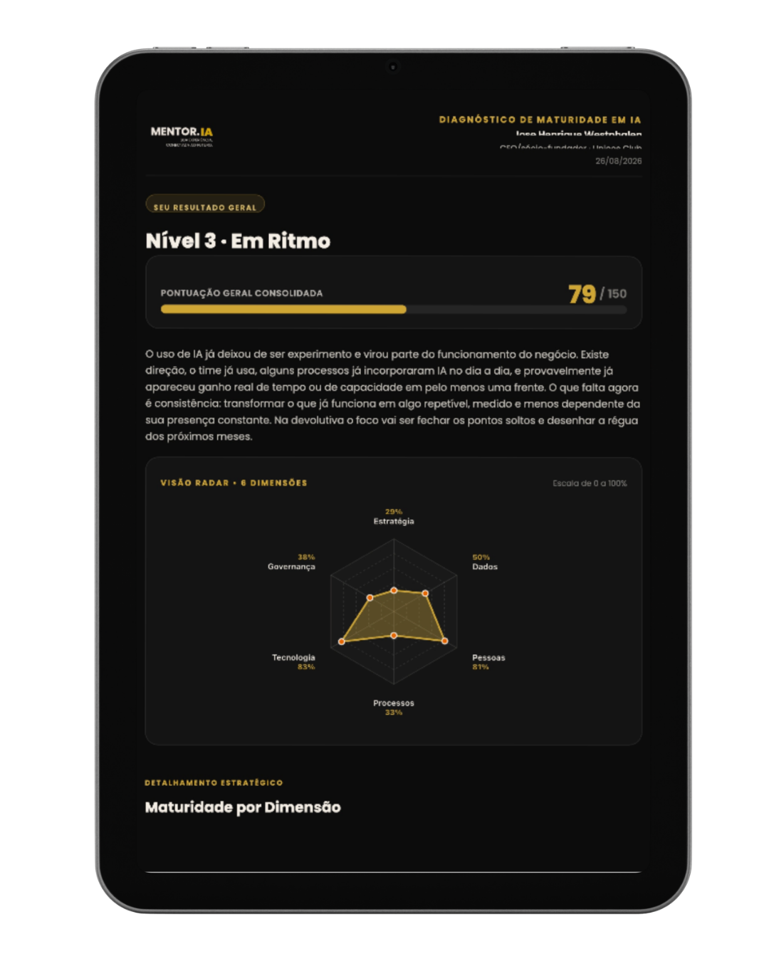 Relatório personalizado de maturidade em IA
